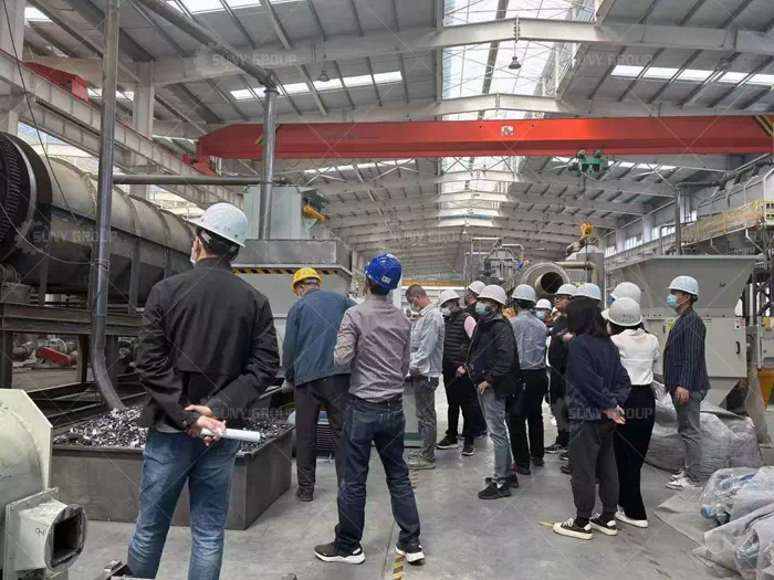 Welcome 3 groups customers visit us to discuss the lithium battery recycle machine etc