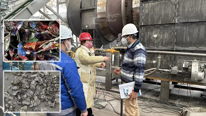 Indian customers inspect the carbonization furnace paint removal equipment