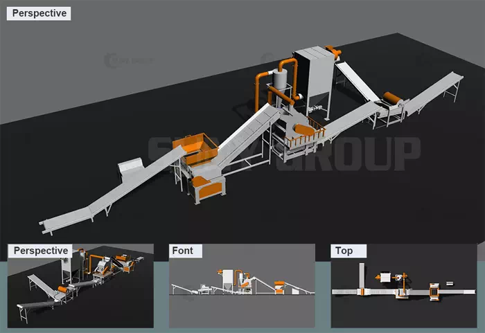 Layout of double shaft shredder