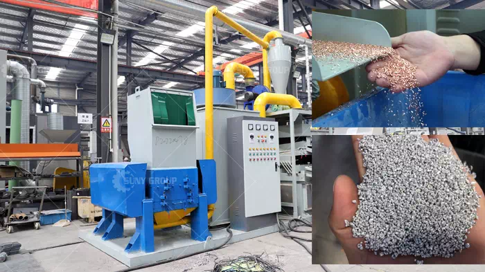 Machine for recycling copper and aluminum cables