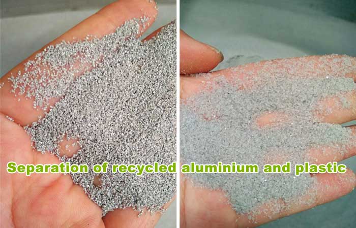 Separation of recycled aluminium and plastic