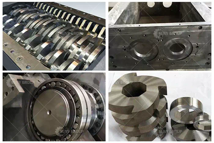 The internal structure of the double shaft shredder