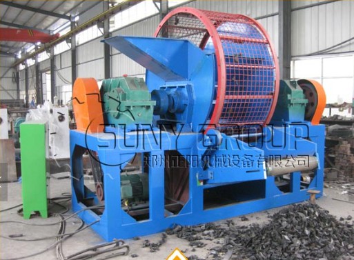 Waste tire crusher