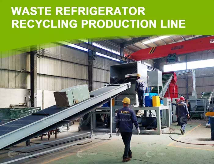 Recycling production line of waste refrigerators