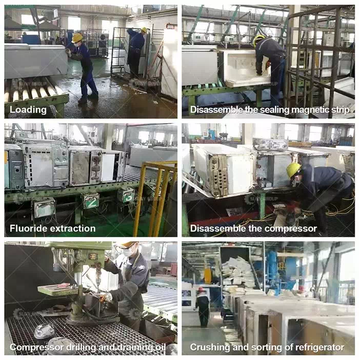 Recycling production line of waste refrigerators